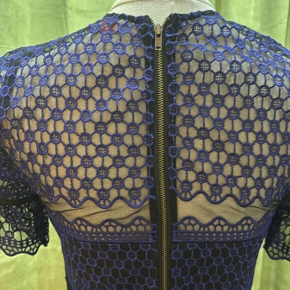 Parker Blue Ruffled Tie Front Sheath Mini Dress. XS - Picture 9 of 11